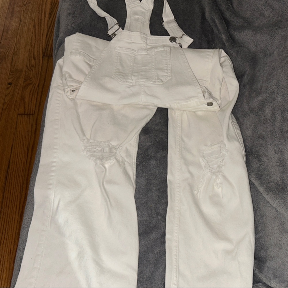 Hollister White Denim Jumpsuit